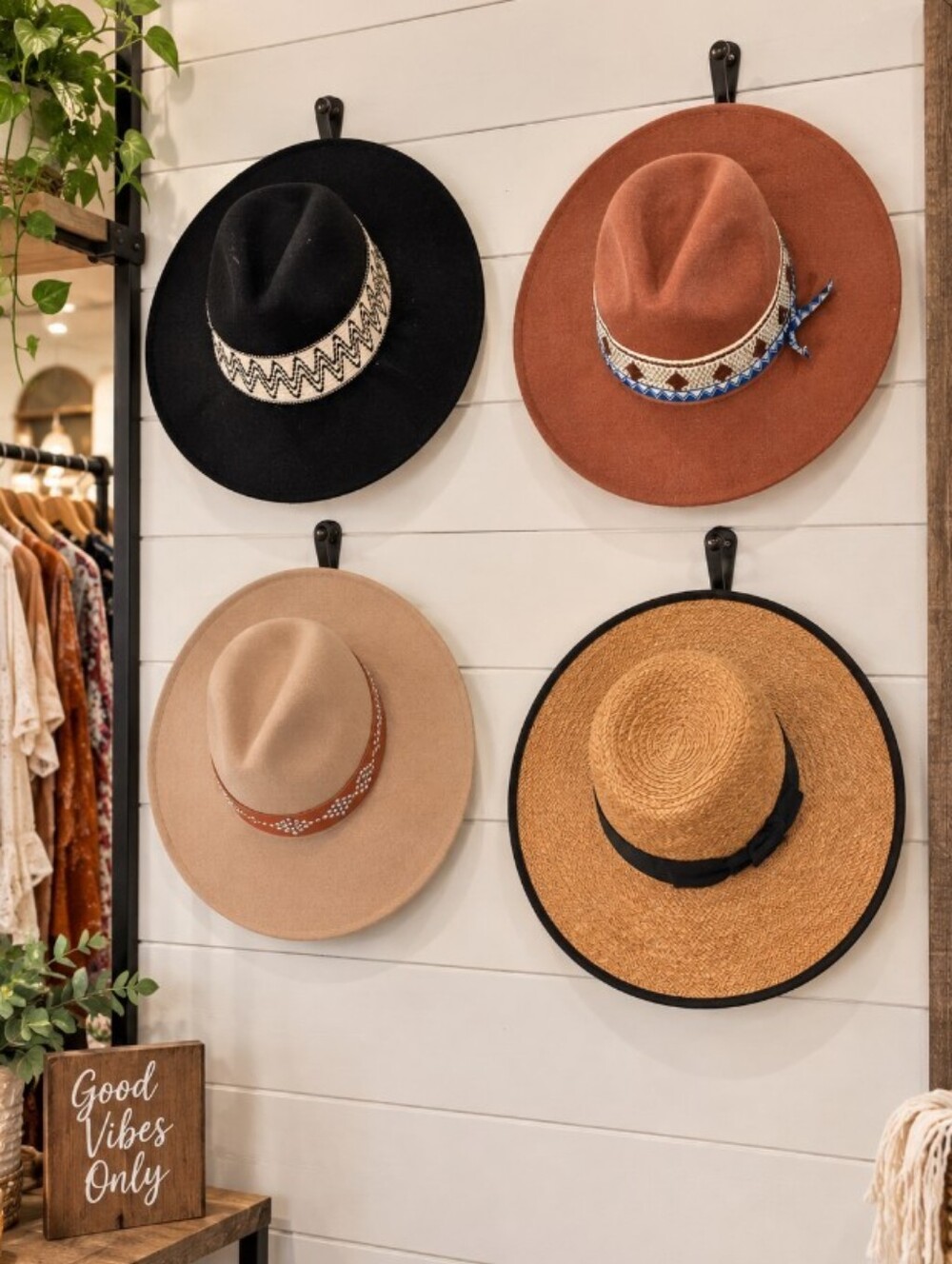 Women’s Wide Brim Felt Fedora Hat - Black, Rust, Camel, Straw